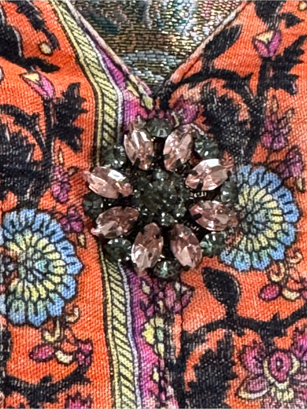 Aratta Silent Journey Stevie Nicks Maxi Dress Metallic Jacquard Boho Mixed XL - Picture 3 of 9